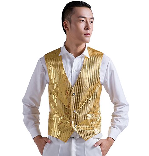 HAOYU Men's Stage Show Sequined Vest (M: Chest 37