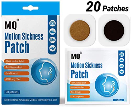 Motion Sickness Patch - 20 Pack - Works to Relieve Vomiting, Nausea, Dizziness and Other Symptoms Resulted from Sickness of Cars, Ships, Airplanes, Cruise, Trains & Other Forms of Transport Movement. (Best Anti Nausea Medication For Seasickness)