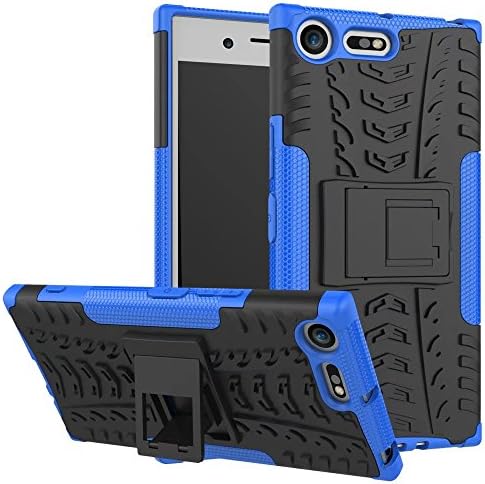 ARSUE Sony Xperia XZ Premium Case, Hard Silicone Rubber Hybrid Armor Shockproof Protective Case Cover with Kickstand for Sony Xperia XZ Premium (Not Fit for Sony Xperia XZ/XR) - Blue