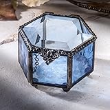 J Devlin Box 850 Hexagon Blue Glass Box Jewelry Keepsake Trinket Box