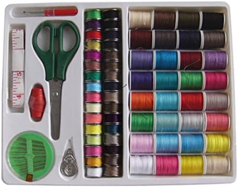 100PC Sewing Kit Thread Threader Needle Tape Storage Box Measure Scissor Thimble
