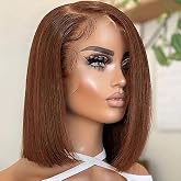 Ilyrion Bob Wig Human Hair 13X4 Lace Front Wigs Human Hair Pre Pluck Straight Short Bob Wigs Chocolate Brown Bob Wig Human Ha