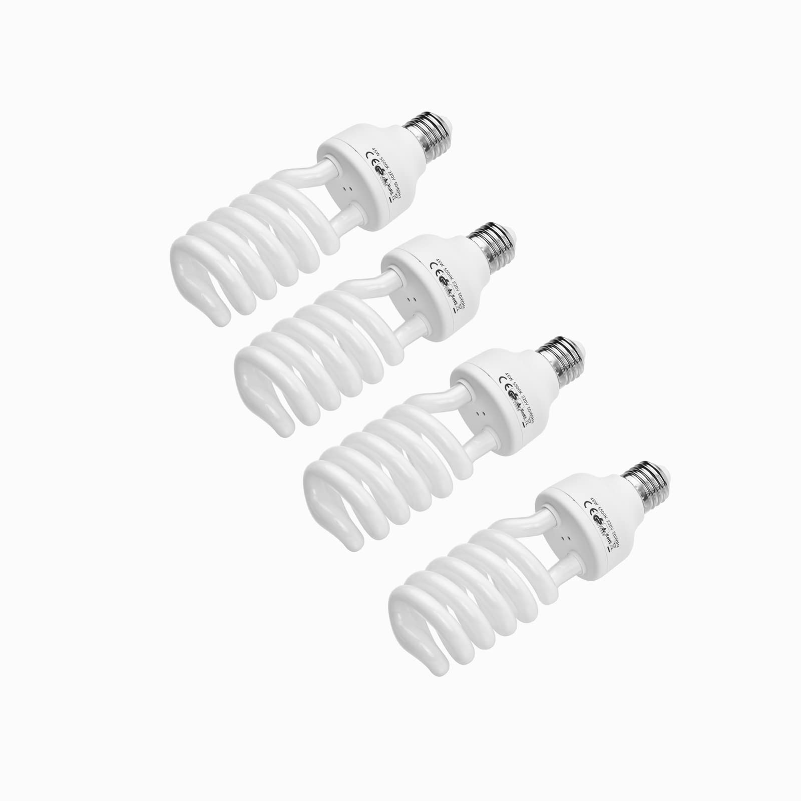 Andoer 4 x CFL Daylight White 45W 5500K, E27 Energy Saving Light Bulb Softbox Bulb for Soft Box Photography Photo Video Studio Lighting
