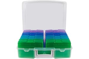 novelinks Transparent 4" x 6" Photo Storage Boxes - 16 Inner Photo Organizer Cases Photo Keeper Picture Storage Containers Box for Photos (Cool-Colored)