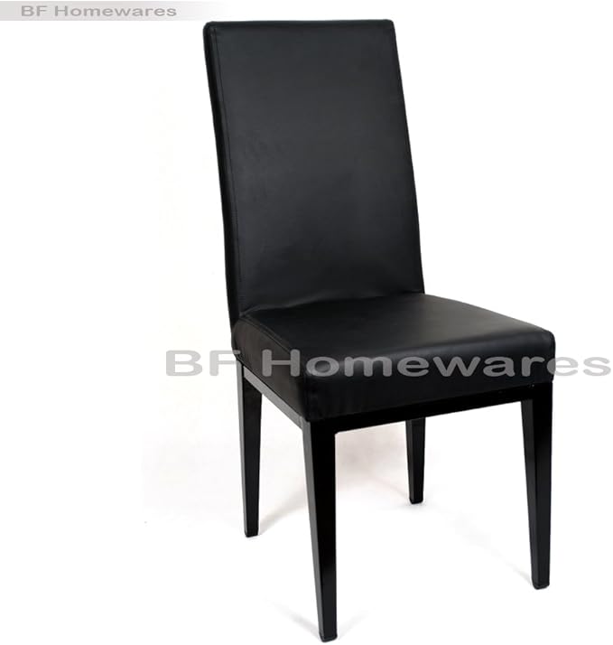 2 X Black High Back Faux Leather Dining Table Chairs Chair Seat
