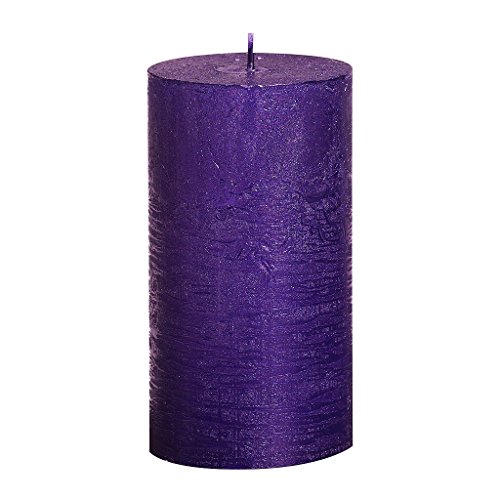 Elegant rustic purple metallic pillar candle approx 5&q…
