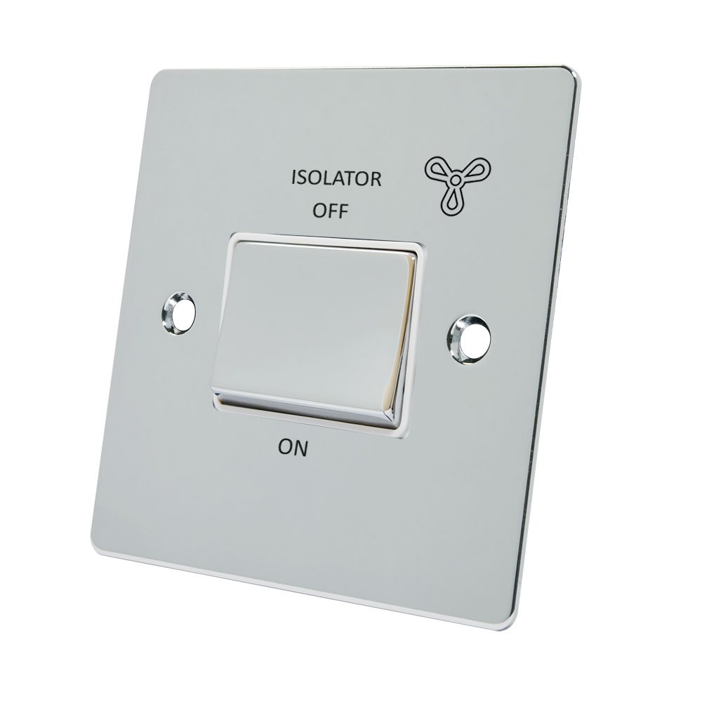 Alliance Electrical FPC3PFANWC Polished Chrome Flat White Insert Metal Rocker Switch-10 Amp 3-Pole Fan Isolator Switch