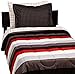 Amazon Brand – Pinzon 5-Piece Bed In A Bag - Twin, Red Simple Stripe