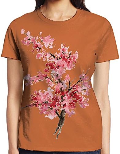 JiedaohO Ms. Special Flower Ink Pattern Simple Short-Sleeved T-Shirt