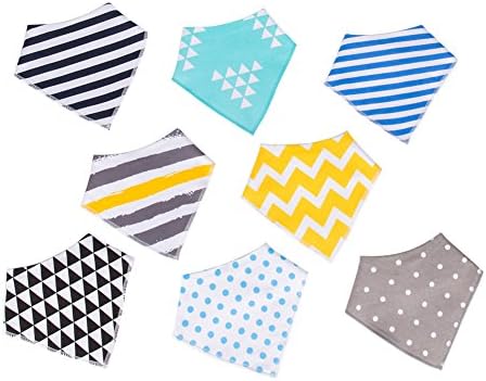 Cotton Bandana Drool Bibs Saliva Towel for Drooling and Teething,Pack of 8,Cute and Comfortable,Unisex lovely Gift for Babies
