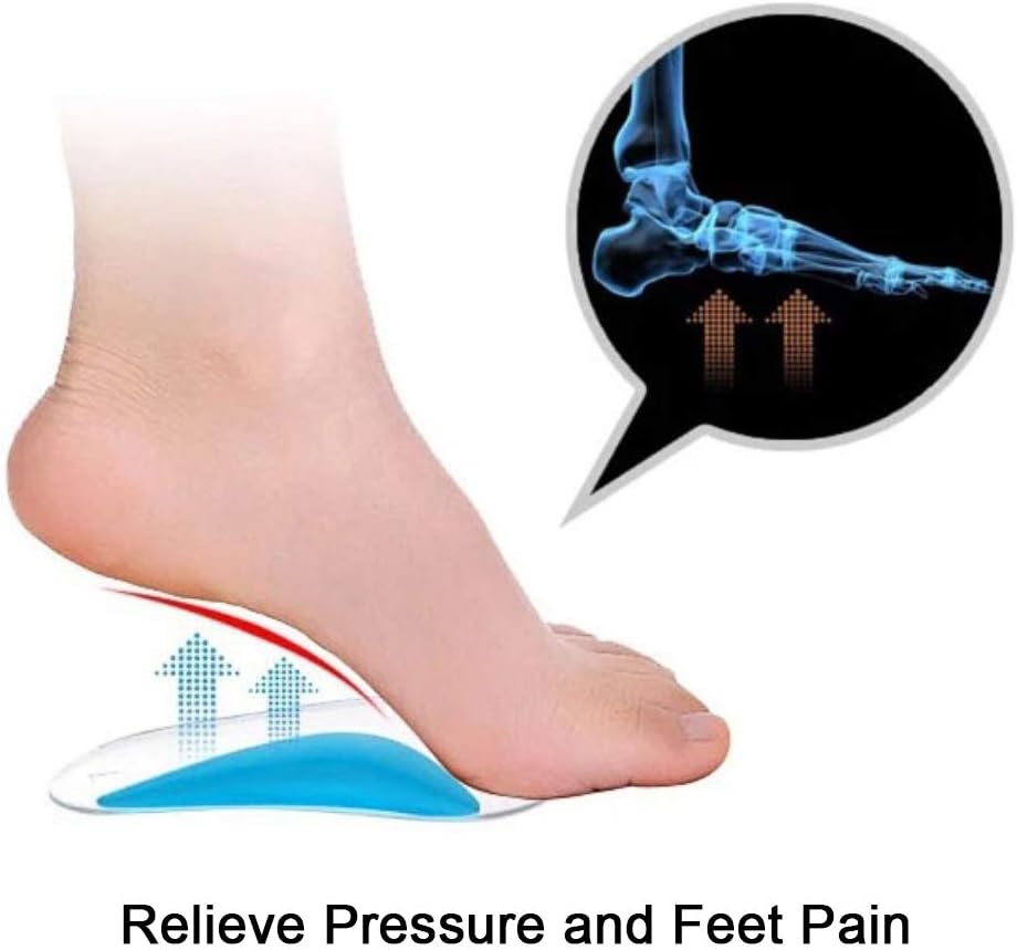 Dr. Foot's Arch Support Shoe Insoles for Flat Feet, Gel Arch Inserts for Plantar Fasciitis, Adhesive Arch Pad for Relieve Pressure and Feet Pain- 3 Pairs (Beige+Blue+ Clear): Health & Personal Care