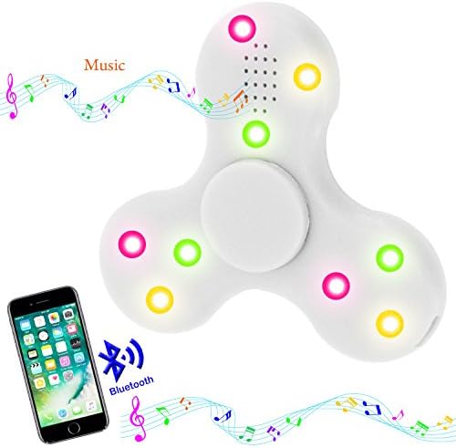 Bluetooth fidget spinner, musical spinner, white triangle hand tri-spinner for adhd, add, anxiety, and autism adults &amp; children's