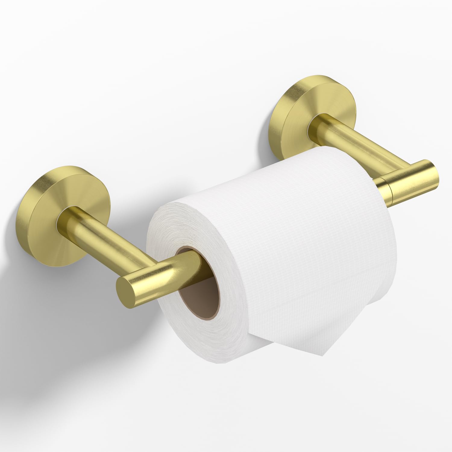 HITSLAM Gold Toilet Roll Holder Wall Mounted, Double Post Pivoting Toilet Paper Holder, SUS304 Stainless Steel Toilet Tissue Holder, Toilet Accessories for Bathroom, Kitchen, Washroom