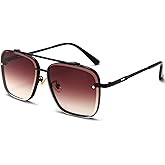 AIEYEZO Oversized Square Sunglasses for Men Women Fashion Metal Frame Square Aviator Gradient Shades
