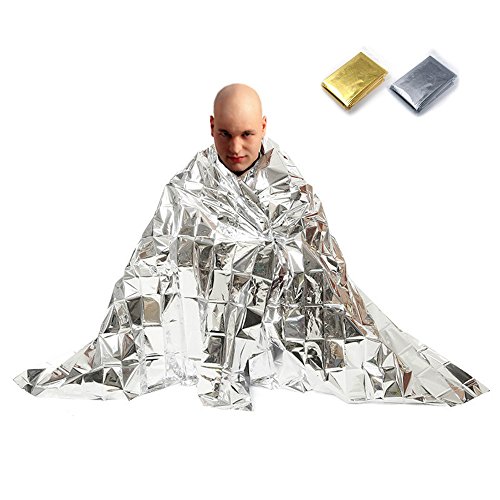 Emergency Blanket, Weatherproof, 90% Heat Retention, Multi-Purpose Foil Mylar Thermal Survival Blanket, Perfect for Outdoor, First Aid, Marathon (Gold 8 Pack)