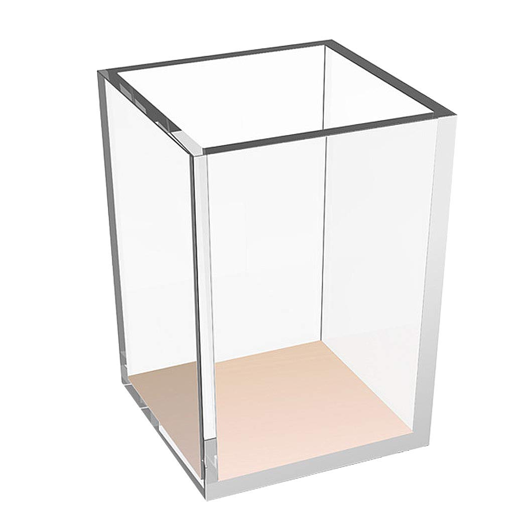 SIPLIV Acrylic Pencil Holder Clear Pen Holder Pen Cup Storage Box Makeup Brush Holder Desk Organizer Office Supplies Organizer, Rose Gold Base