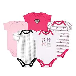 Hudson Baby Unisex Baby Cotton Bodysuits, Bows, 6-9