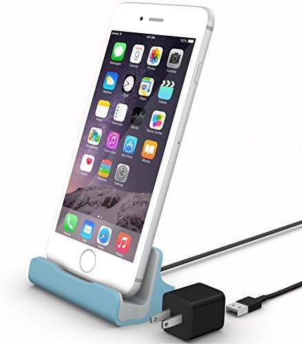 iPhone Charging Dock Kit by La Zuzzi, (Blue), Includes Adapter &amp; Lightning Cable, Docking Station For iPhone 7/7 Plus, iPhone 6/6S/6 Plus, iPhone 5/5S, iPod Touch 5, Apple Accessories Collection!