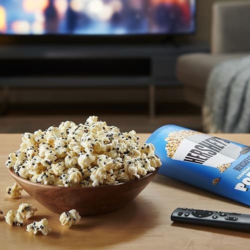 HERSHEY’S COOKIES N CRÈME, 5.25OZ GROCERY SIZED BAG, POPCORN DRIZZLED IN WHITE CREME AND COOKIE BITS, READY TO EAT, SAVORY SNACK, SWEET AND SALTY