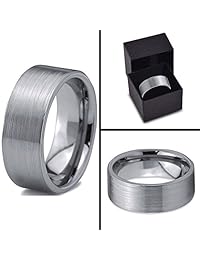 Charming Jewelers Anillo de boda de tungsteno de 0.315 in para hombre y mujer, ajuste cómodo, color gris, oro amarillo de 18 quilates, corte plano cepillado pulido