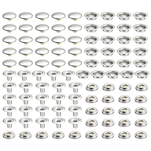 100pcs 15MM Stainless Steel Fastener Snap Press Stud Button for Marine Boat Canvas (4 Components, 25 for Each)