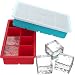 Vremi Large Silicone Ice Cube Trays - 2 Pack 8 Square Cubes per Tray Ideal for Whiskey, Cocktails, Soups, Baby Food and Frozen Treats - Flexible and BPA Free and Includes Covers for Easy Stacking primary