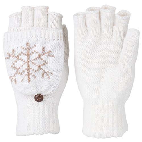 Metog Women Warmer knitted Winter Fingerless Gloves Mittens White