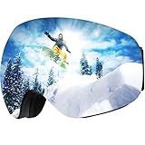 OMORC OTG Ski Goggles, Anti-Fog Snowboard Goggles with Spherical Dual Lens, 100% UV400 Protection Snow Goggles for Men Women Youth - Helmet Compatible
