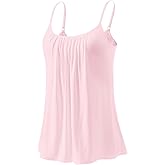 Rosyline Camisole for Women with Built in Bra Flowy Swing Tank Tops with Adjustable Strap S-4XL