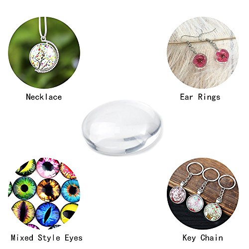 Weoxpr 100pcs Glass Cabochons Clear Dome Tiles for Cameo Pendants Photo Craft Jewelry Making(Round, Oval, Square, Teardrop, Heart-shape)