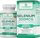 Premium Selenium Supplement by PurePremium (Gluten-Free and Vegan). 100 Once Daily Selenium 200mcg Caps. Immune System, Reproductive and Thyroid Health - Essential Trace Mineral - Superior Absorption.