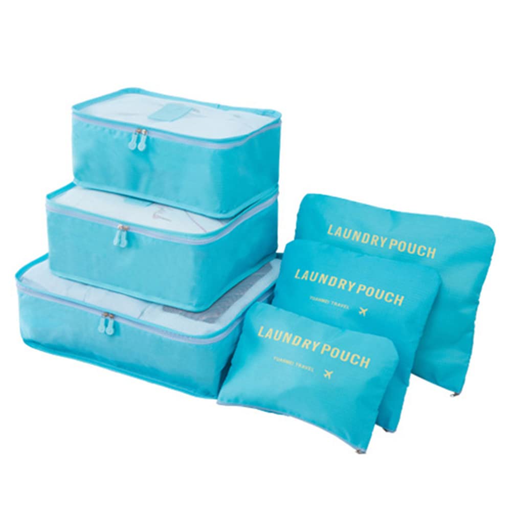 Rojeam Packing Cubes 6 Pcs Travel Luggage Organizer Packing Organizers Set (Blue)