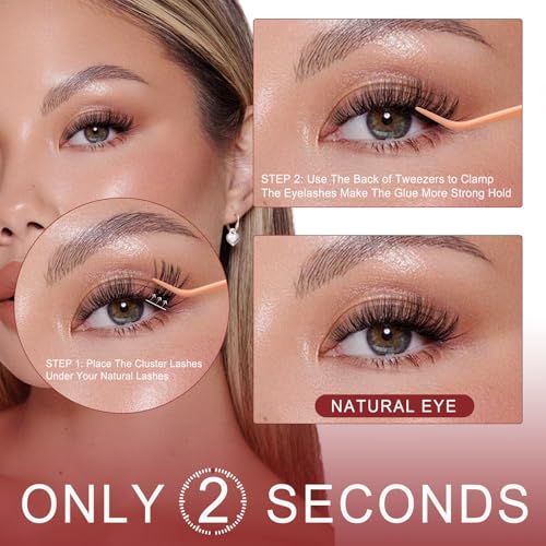 Higu Clace Manga False Eyelashes Kit with Tweezers (Natural 01) | Press And Go Eyelashes Without Glue And Removal, Mix 10-16mm, Easy To Use At Work, Travel, Weddings And Parties