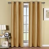 Royal Hotel Soho Gold Grommet Blackout Window Curtain Panel, Solid Pattern, 42x84 inches