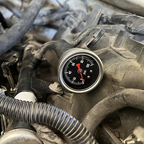 Universal Manual Inline Fuel Pressure Regulator Gauge Liquid Filled 0100psi Oil Press Gauge 1/8