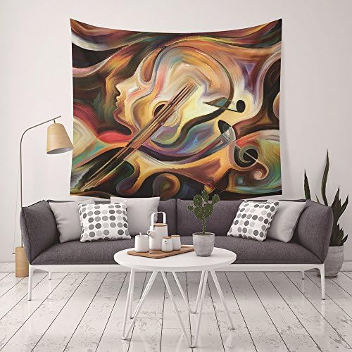 Vocktops Custom Wall Tapestry, Wall Hanging Music Note Tapestry, Psychedelic Bohemian Mandala Tapestry Indian Tapestry for home Decor (color7, M(5951inches))