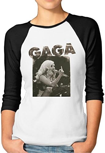 Women Lady Gaga Middle Finger Baseball Raglan Shirts 3 Quarter Sleeve Tee