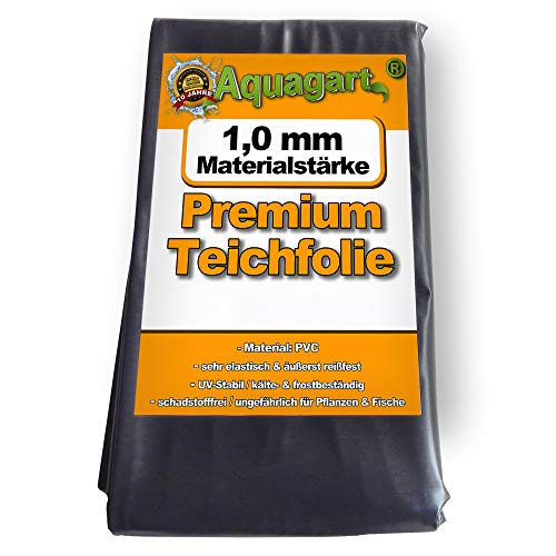 Hochwertige PVC Teichfolie 1,0mm Stärke I Fisch und Pflanzenfreundlich, UV- und witterungsbeständig I Schwimmteich Folie Gartenteich I Aquagart Garten