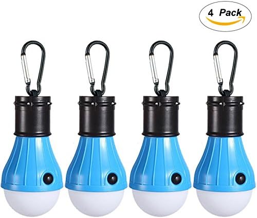 4 Pack LED Camping Lantern Portable Flashlight 3 Modes Lamp for Indoor and Outdoor Decoration Backpacking Camping Fishing Gear Tent Bulb Courtyard Emergency Light Battery Powered(Blue)