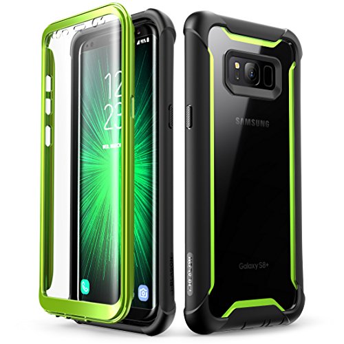 i-Blason Ares Full-Body Rugged Clear Bumper Case with Built-in Screen Protector for Samsung Galaxy S8+ Plus 2017 Release, Black/Green (Best Case For Samsung Galaxy S8 Plus)