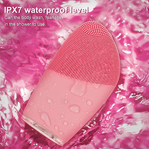 VIVK Sonic Facial Cleansing Brush - Rechargeable Electric Waterproof Silicone Exfoliating Face Scrub Brush(Pink)
