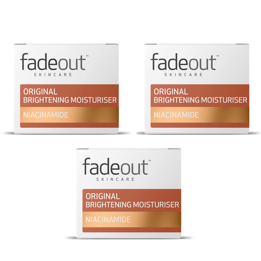Fade Out Original Brightening Day Moisturiser with Niacinamide Unisex Exfoliating Daily Moisturiser For Dark Spots, Dark Circles and Blemishes 3 x 50ml