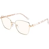 Dollger Blue Light Blocking Glasses for Women Trendy Oversized Computer Eyeglasses Cat Eye Metal Frame bluelight glasses Gold