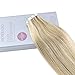 Moresoo 18 Inch Balayage Colored Tape in Extensions Bleach Blonde (Color 613) Highlighted with Honey Blonde Highlights Remy Human Hair PU Tape in Hair Extensions 20pcs/50g Weft Hair