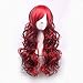 Netgo Anime Cosplay Wigs Red for Women with Obligue Band Long Curly Hair Wigs Lolita Style Wigs