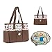 SoHo diaper bag Soren Owl 6 pcs nappy tote bag large capacity for baby mom dad stylish insulated unisex multifunction waterproof large capacity includes changing pad stroller straps Brown