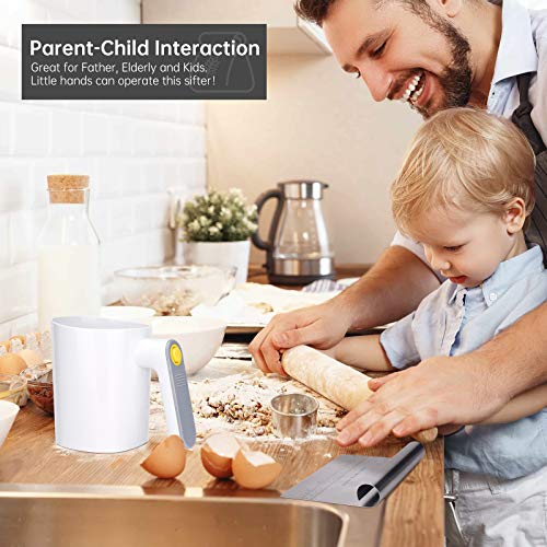 Flour Sifter,HYCBTC,Battery Operated Flour Sifter for Baking Almond Flour and Powdered Sugar,Baking Sifter with 20 Mesh Stainless Steel Sieve, 4 cup Flour Sieve Easy to Clean…