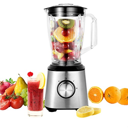 Click Here to See More Images Countertop Blender 800W 60.8oz Personal Blender for Shakes with BPA Free Blender Jar 2-Speed Control Stainless Steel Single Serve Blender Silver