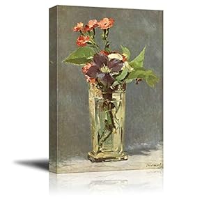 Flowers in a Crystal Vase, c.1882 by Edouard Manet - Canvas Print Wall Art Famous Oil Painting Reproduction - 12" x 18"