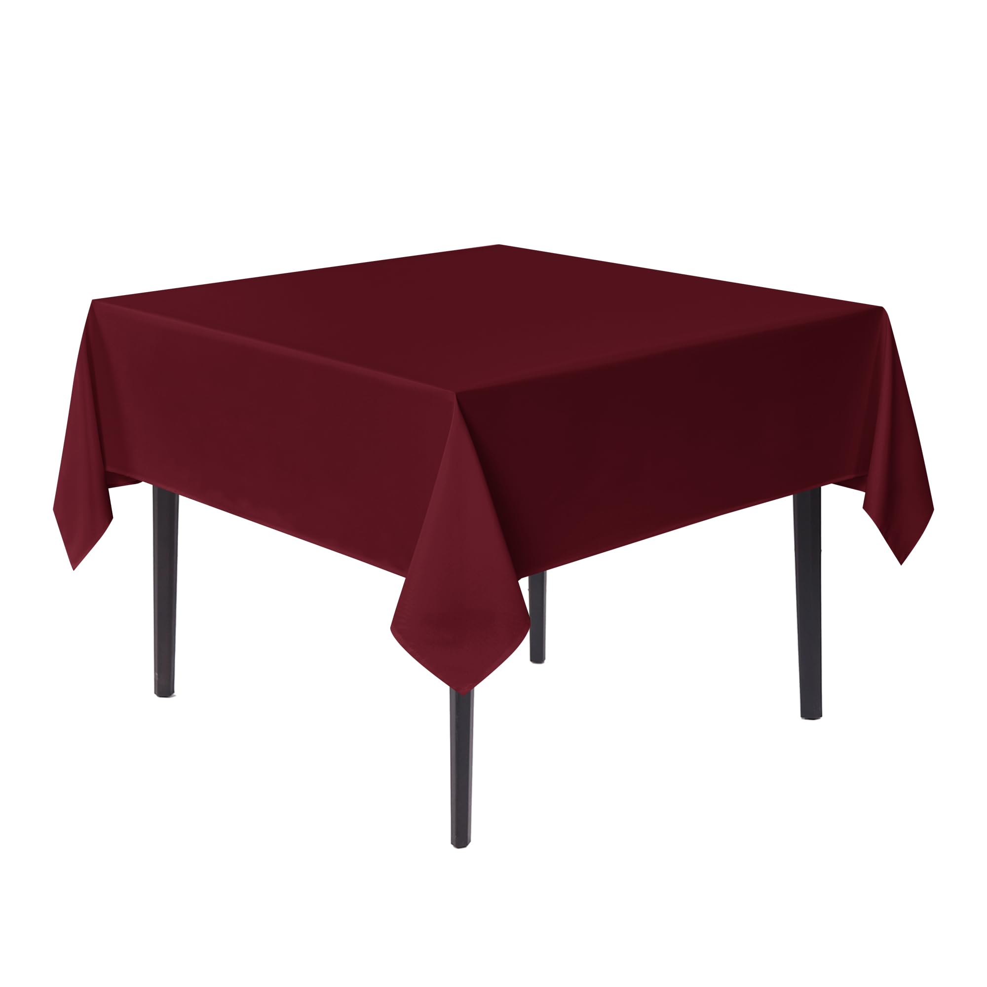 Photo 1 of sancua Square Tablecloths 54x54 Inch Burgundy - Fabric Table Cloth for Square or Round Tables, Washable Polyester Table Cover for Christmas Dinner, Holiday Party, Decorative Display Tables